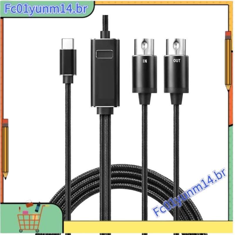 Interface MIDI Para Cabo USB-C , Suporte Plug & Play Teclado/Sintetizador Piano/Máquina De Tambor