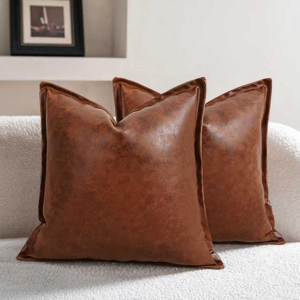 Capas de Almofada Decorativas em Couro Sintético JASEN, Modernas, 18x18 polegadas, Estilo Fazenda, Capas de Almofada de
