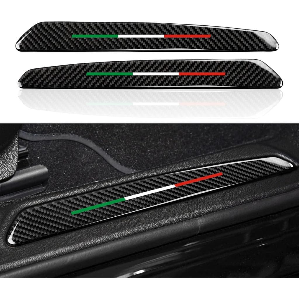 2 Adesivos Protetores de Soleira de Carro em Fibra de Carbono, Compatíveis com Alfa Romeo Giulia 2016-2026 - Acessórios
