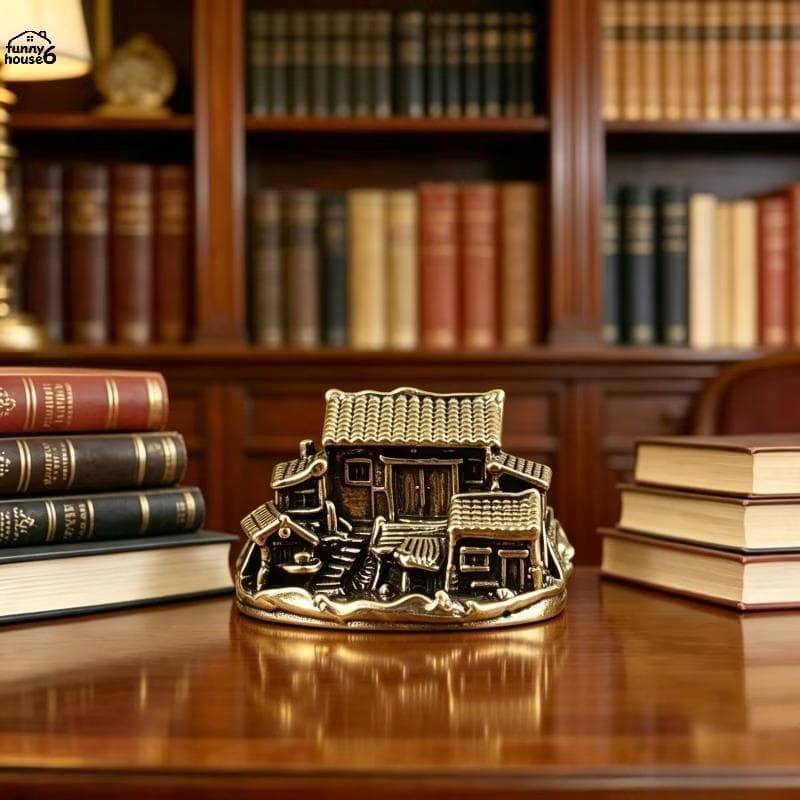 Diversão Latão Fazenda Pátio Castelo Estátua Modelo Arquitetônico Ornamento Decoração Para Casa Jardim De Fadas Miniatur