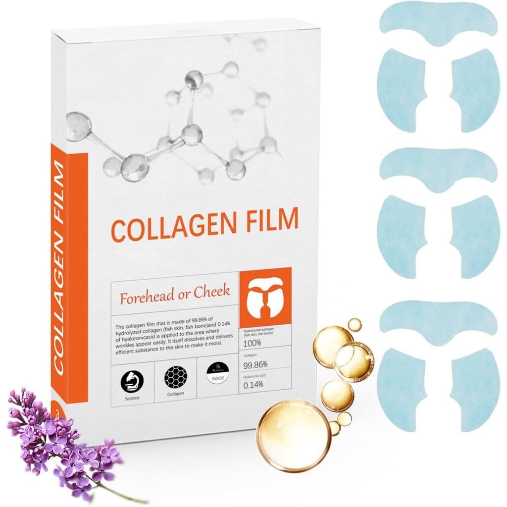 Filme de Colágeno para o Rosto, Máscara de Colágeno para Testa e Bochechas com Solução Hidratante, Adesivos Antirrugas S