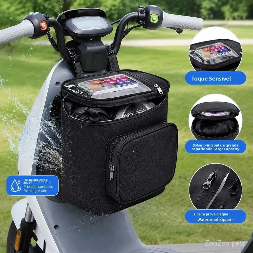 Bolsa frontal grande à prova d'água para bicicletas elétricas, bolsa para motociclistas, armazenamento de capa de chuva