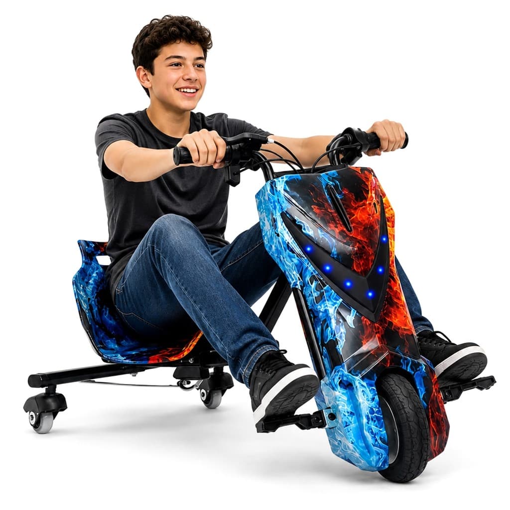 Triciclo Elétrico Drift Infantil 36V 250W Com Led Bluetooth Até 80Kg + Kit Proteção