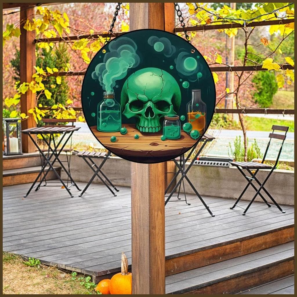 Cabide De Porta De Caveira 2D Acrílico Halloween Decoração Interna E Externa Sinal Assustador Para Casa sentanebr