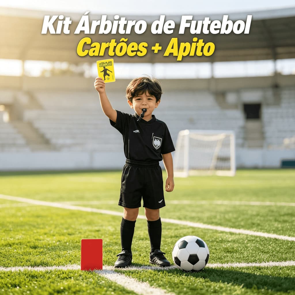 Conjunto Árbitro Futebol Apito Cartões Vermelho Amarelo Brinquedo Esportivo Infantil Presente Aniversário