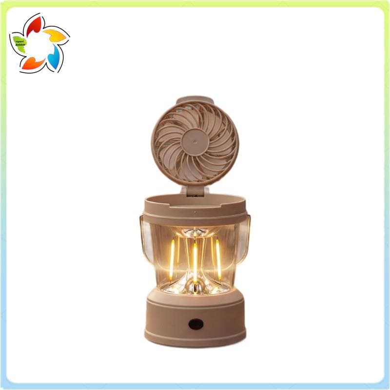 Lanterna De Acampamento Ao Ar Livre Com Ventilador-Luz LED Recarregável Para Barraca , Portátil E Brilhante