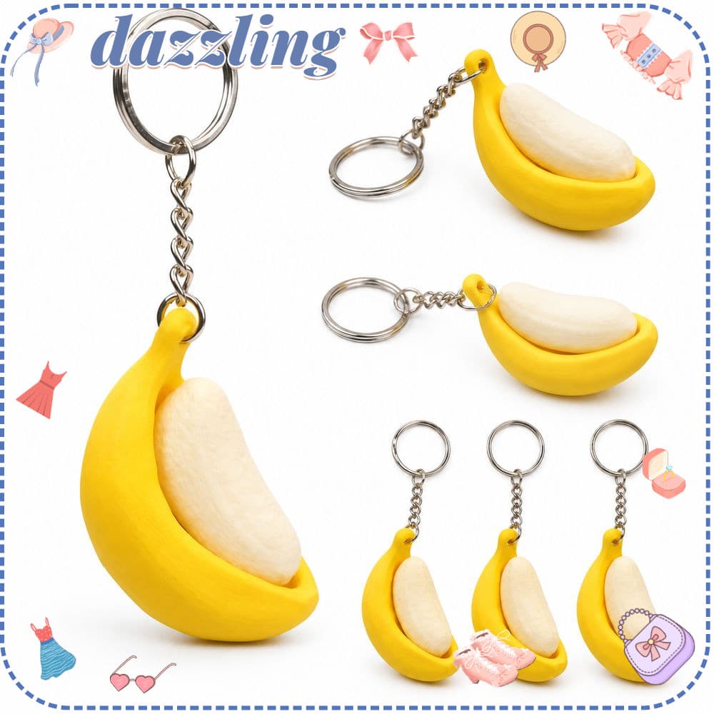 Brinquedo De Clicker De Banana Deslumbrante , Chaveiro Impresso Em Forma , Interruptor Mecânico De Botão Clicável