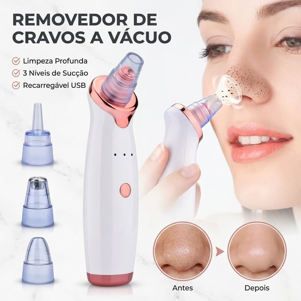 Removedor Cravos e Espinhas Extrator de Cravos Sucção a Vácuo Aparelho Recarregável Sugador Remove Acne Mira store