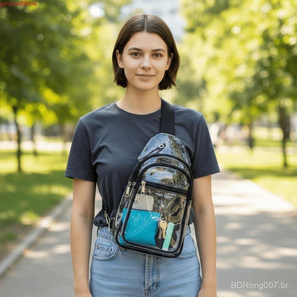 Bolsa Crossbody Transparente JUNYUE , De Peito Multifuncional De Grande Capacidade Ombro Em PVC Tipo Estilingue