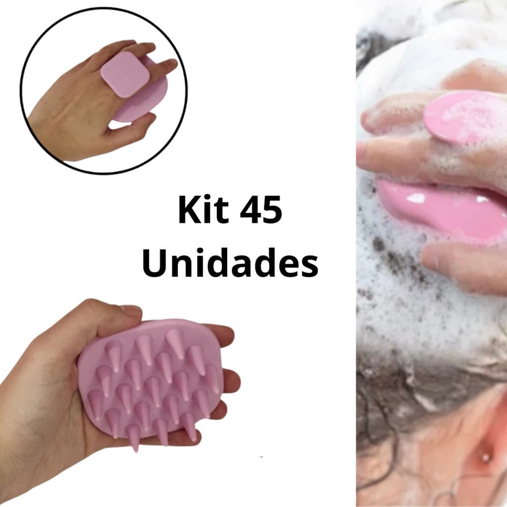 Kit 45 Escovas de Silicone Massageadora de Cabelos Fortalecimento do Cabelo