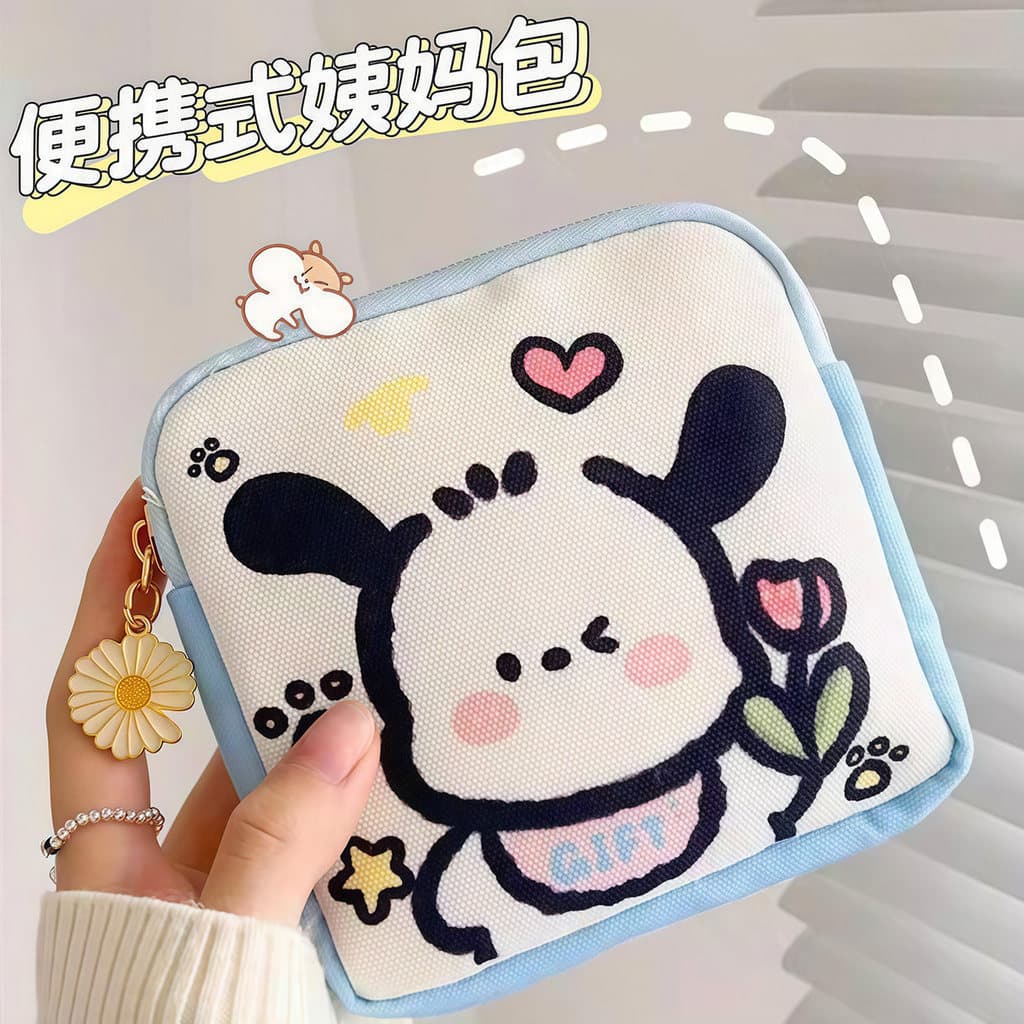 Bolsa de Moedas Fofa com Personagem de Desenho Animado Boka, Pequena Bolsa de Maquiagem