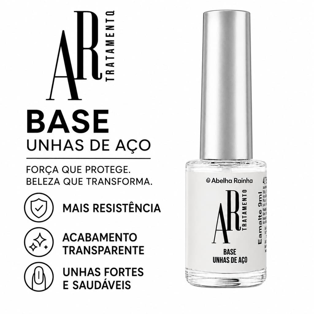 Base Unhas De Aço  Fortalece E Ajuda No Crescimento Saudável 9ml Abelha Rainha