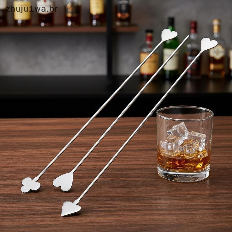 Colher De Mistura De Aço Inoxidável Alça Longa Flor De Ameixa Coração Design Agitador Cotail Para Bar Restaurante Bebida
