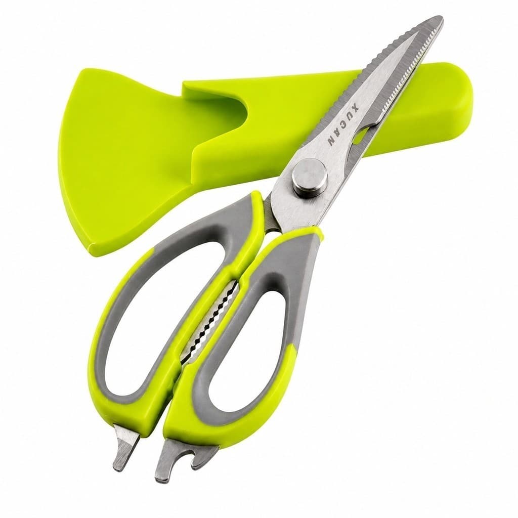 Tesoura de cozinha doméstica de aço inoxidável Tesoura magnética multifuncional Tesoura de geladeira 8204