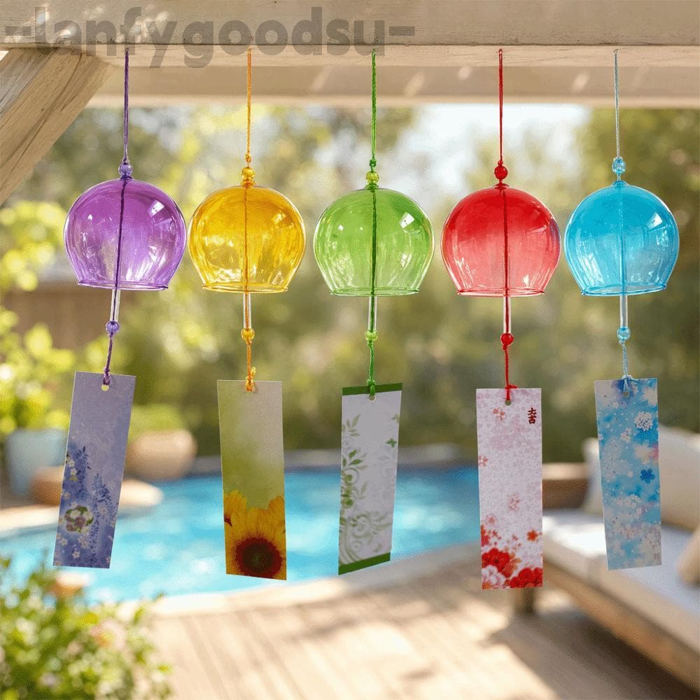 LANFYGOODS Carrilhão De Vento De Vidro Feito À Mão , Design De Pingente Pintado , Pintura Em