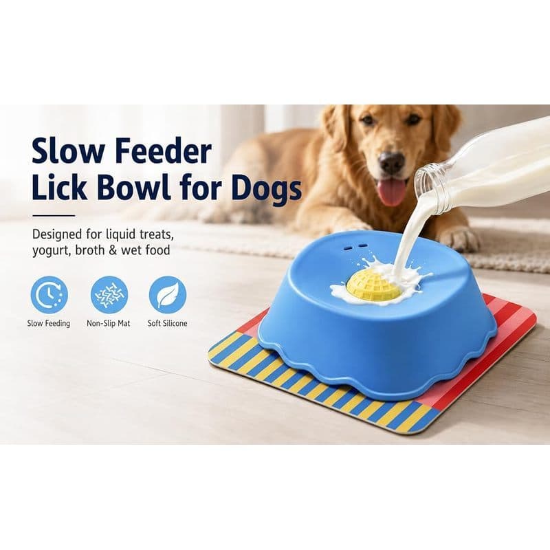 Tigela De Alimentação Lenta Para Cães Tratamento Líquido Com Bola Embutida , Silicone Macio Lamber E Rolo Tapete Antider