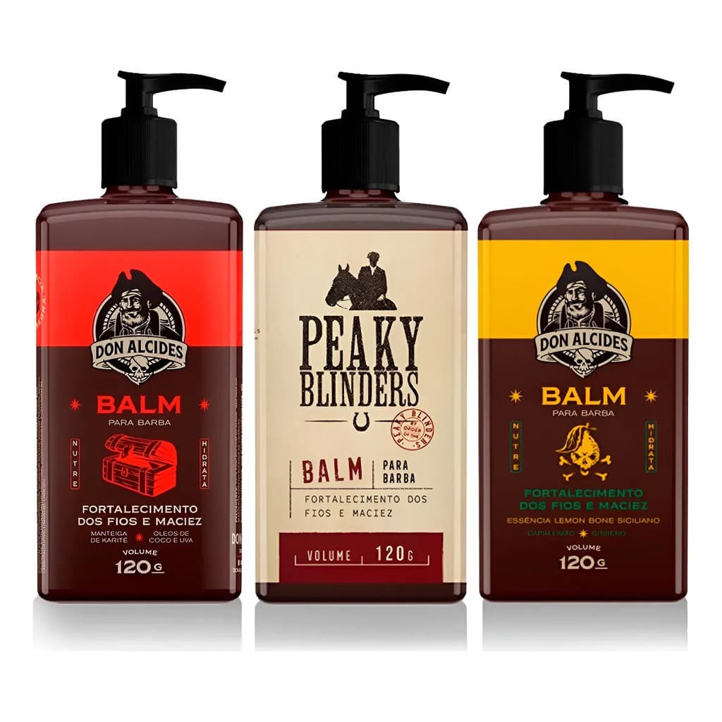 Kit 3x Balm Barba Negra Peaky Blinders E Lemon Don Alcides