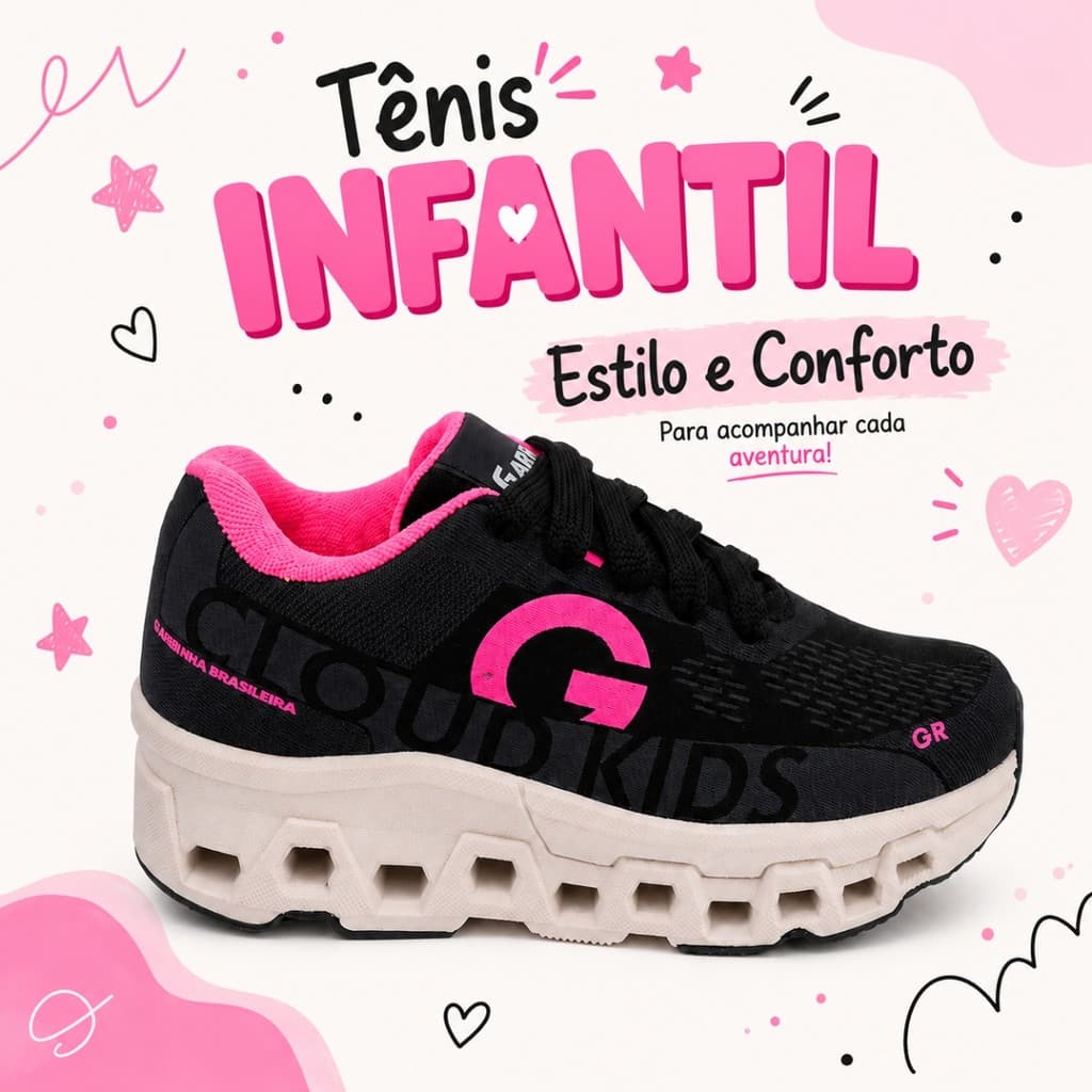 Tênis Infantil Unissex Esportivo Leve Confortável Solado Chunky Resistente Ideal Para Brincadeiras 26/33