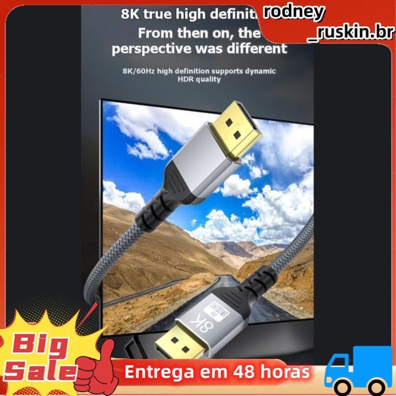 8K DisplayPort 1.4 Cabo DP De Extensão De Alta Velocidade 4K @ 144hz Cabos De Vídeo Macho Para 1.4 Conector