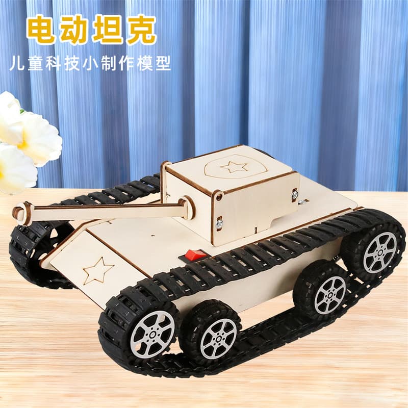 Tecnologia pequena produção DIY tanque elétrico pista motorista artesanal experimento científico brinquedo modelo Materi