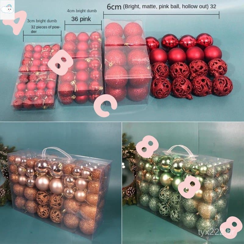 100 Pcs Conjunto De Bola De Natal , Bolas De Árvore De Plástico 18 Cores , Moda 8 Cm Suspensável Enfeite Festa