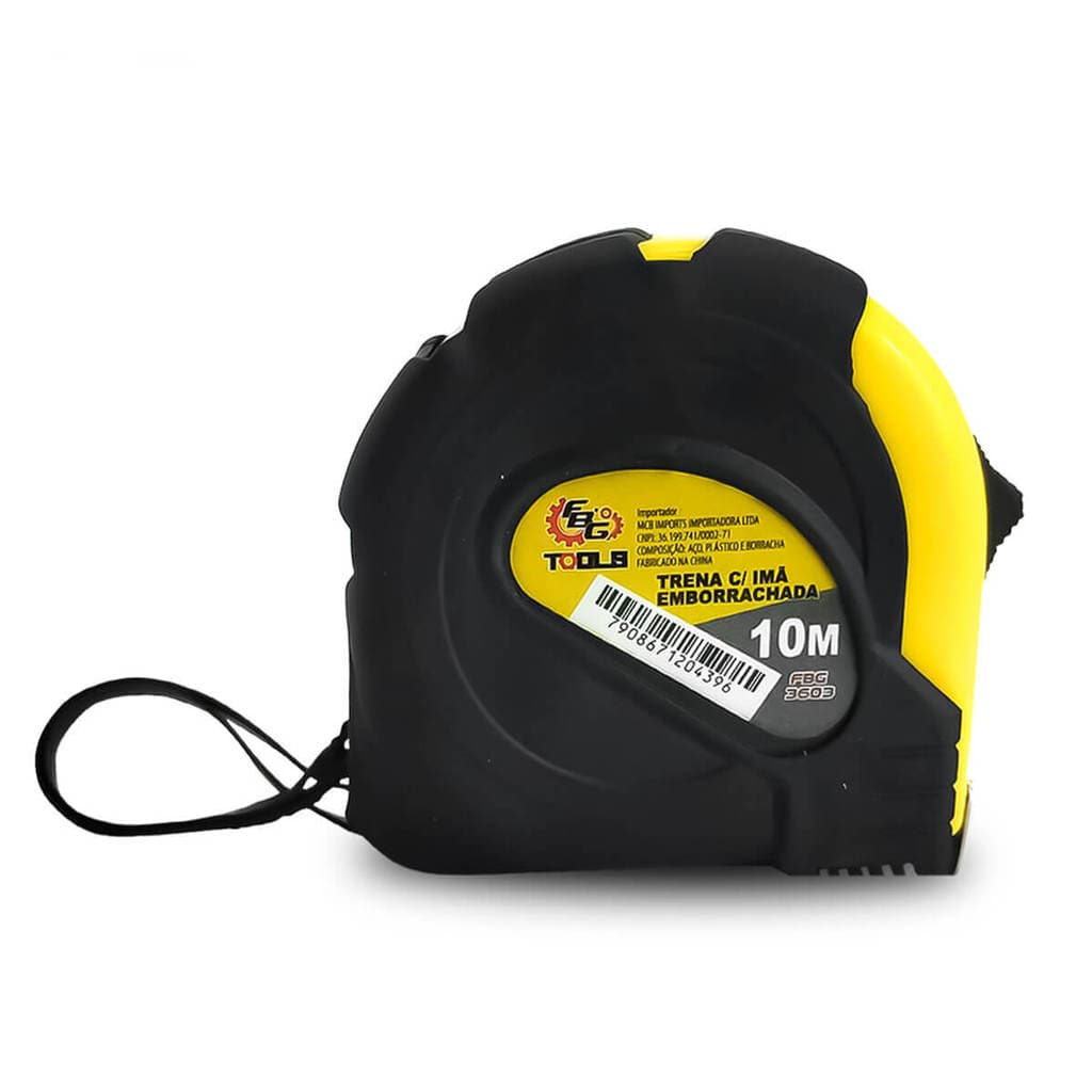 Trena Emborrachada com Imã 10 metros FBG Profissional Trava Fita Métrica Fluorescente 25mm Eda 10m Gancho Magnético