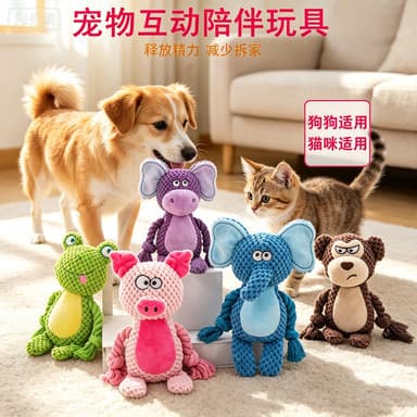 Novo produto Pet pelúcia voz corda de algodão brinquedo raposa sapo porco cão interativo cabo de guerra suprimentos de t