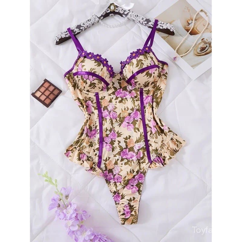 Macacão Confortável com Estampa Floral Multicolorida - Design Macio ao Toque para Uso Durante Todo o Dia