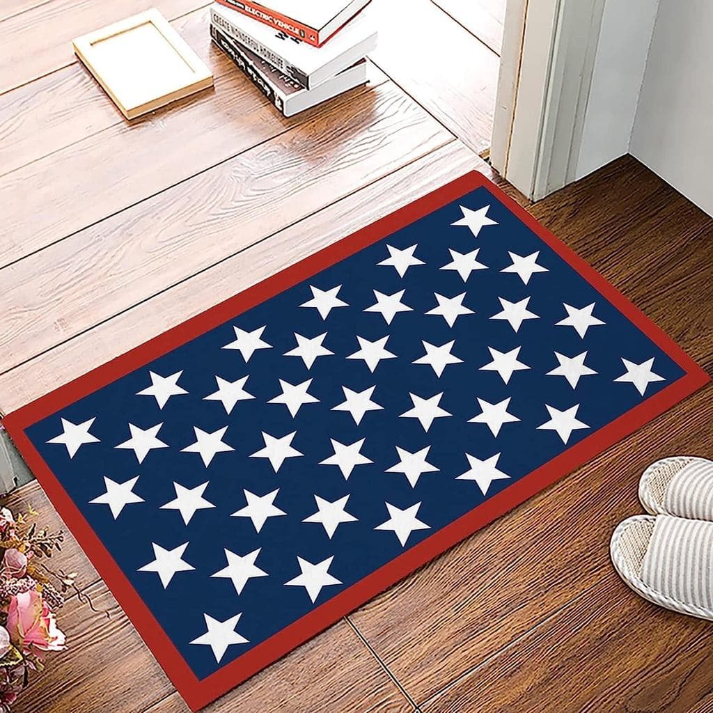 Door Mat for Bedroom Decor, Independence Day 4th of July Patriotic American Flag Floor Mats, Holiday Rugs for Living Roo