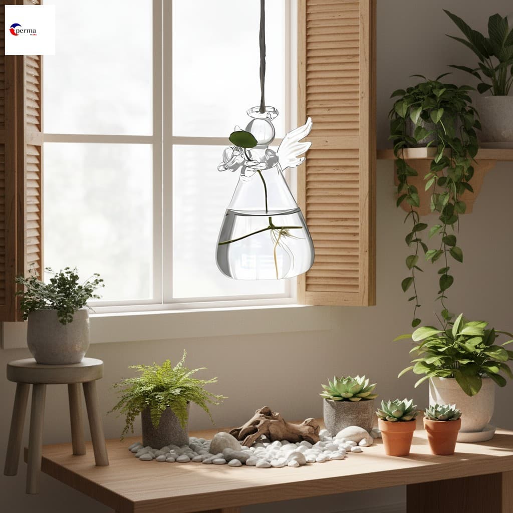 Vaso Hidropônico Com Cordão Suspenso-Design Minimalista Para Decoração De Casa
