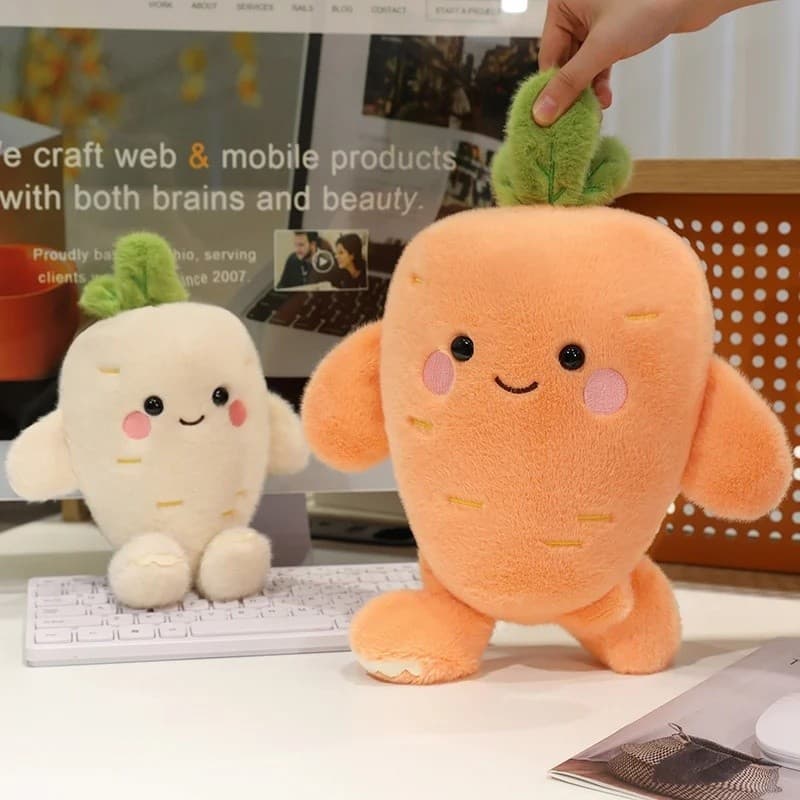 25/35CM Kawaii Cenoura & Nabo Brinquedos De Pelúcia Adorável Travesseiro Recheado Planta Bonecas Decoração De Mesa Apazi