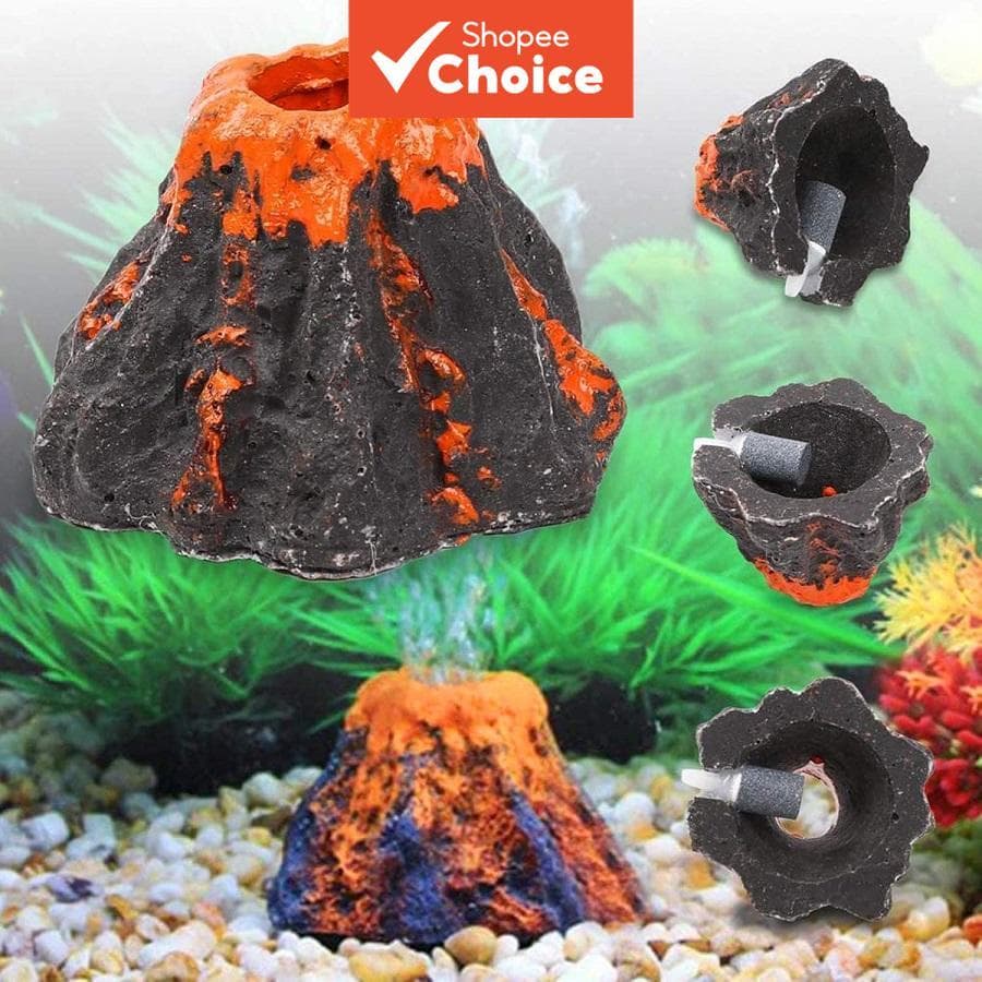 Mini Decoração De Aquário Vulcão De Resina Com Pedra Bolha Para Tanque De Peixes