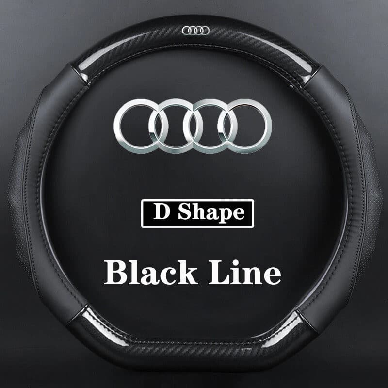 Capa de Volante de Carro em Couro e Fibra de Carbono para Audi Q2 Q3 Q5 Q7 Q8 R8 A1 A3 A4 A5 A6 A7 A8 S4 S3 S5 S6 S8 TT