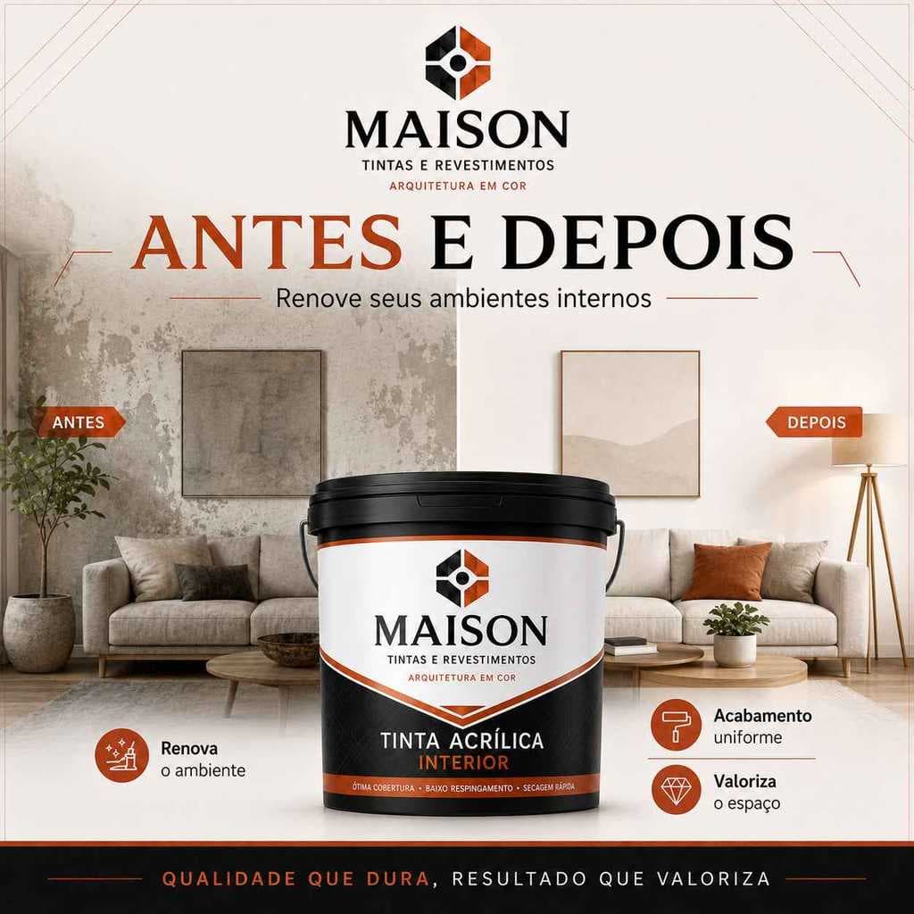Tinta Acrílica 5Kg Para Interiores Maison Decor - Econômica Sem Cheiro Alto Rendimento Antimofo