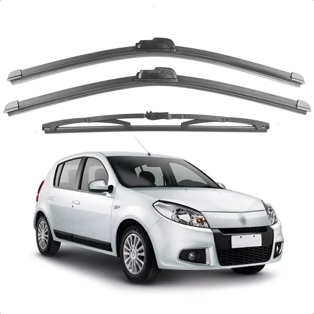 3 Palhetas Limpador Parabrisa Renault Sandero 2007 A 2013