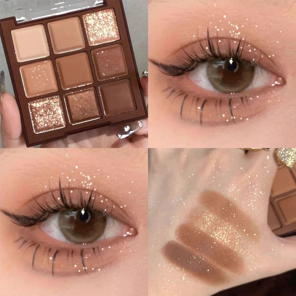 Paleta de sombras de Chocolate de nove cores lantejoulas peroladas foscas iluminando bicho-da-seda