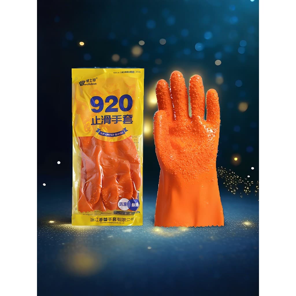 Novo produto Whisbon 920 Dip Luvas antiderrapantes de plástico antiderrapantes resistentes a óleo para trabalho Industri