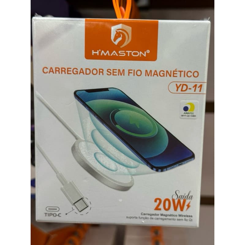 Carregador Sem Fio Magnético | H´Maston | Cabo Indução Tipo USB-C 15W Carrega Rápido Sem Fio | YD-11