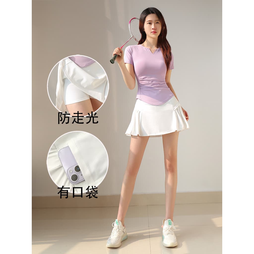 Camisa de Badminton terno esportivo feminino primavera verão 2024 novo estilo moda roupas de Fitness Squash tênis saia Y