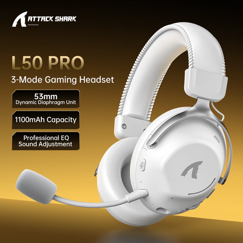 ATTACK SHARK L50PRO Fone De Ouvido Sem Fio Para Jogos 200g Ultra Leve 100H Bateria De Longa Duração 2.4G Bluetooth Modo
