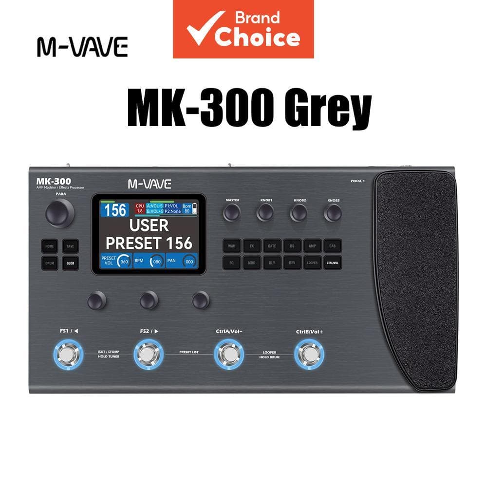 M-VAVE MK 300 Processador De Múltiplos Efeitos De Guitarra Cinza IR Gabinete Simulação Looper Tuner Interface De Áudio U