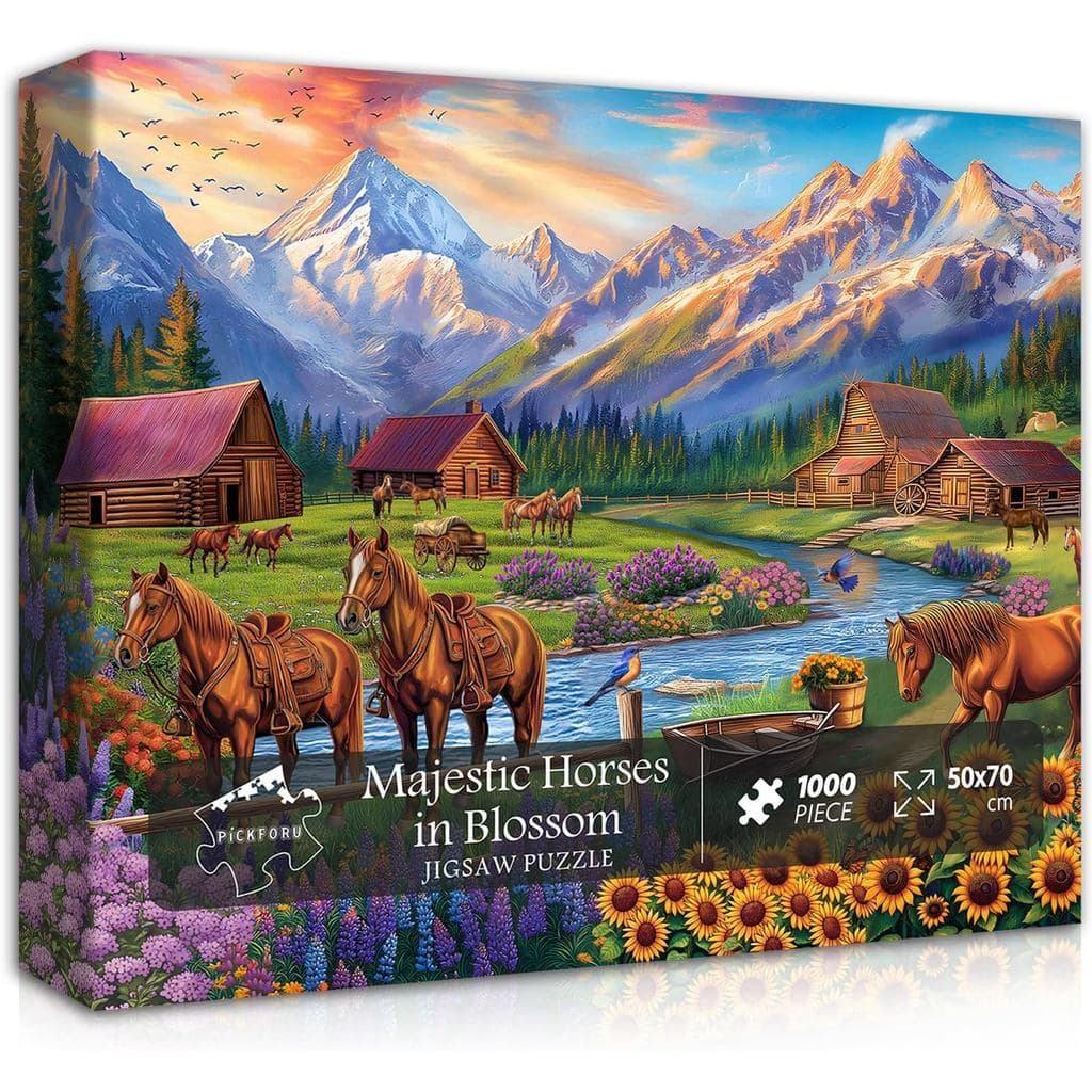 Quebra-cabeça de cavalo adulto 1.000 peças, quebra-cabeça de paisagem Natural flor montanha paisagem desafio quebra-cabe