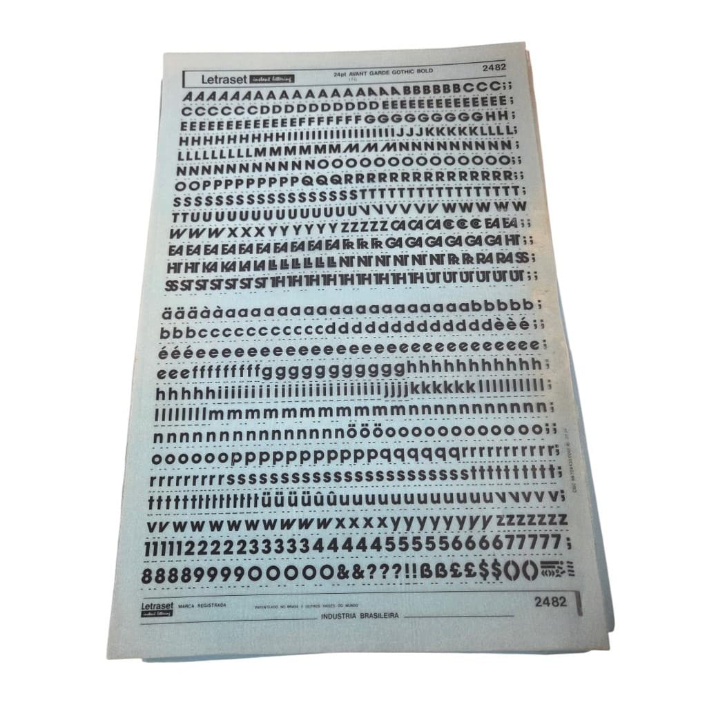 Letraset 25 X 38 cm Letras Adesivas Ref. 2482 Altura 7.4 mm