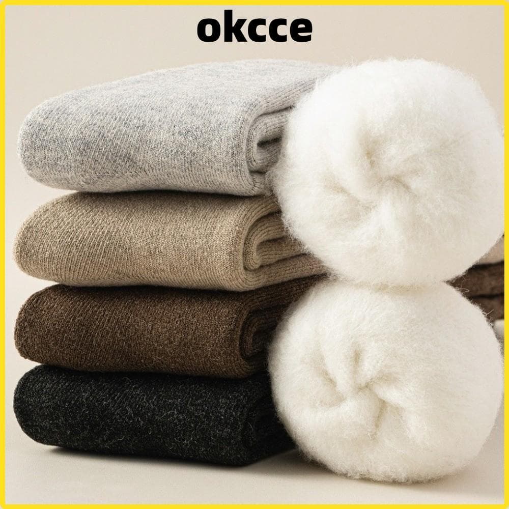 OKCCE Meia Quente De Cano Alto , Ferramentas Quentes , Meias De Caxemira De Cor Sólida Para Homens , Resistentes Ao Frio