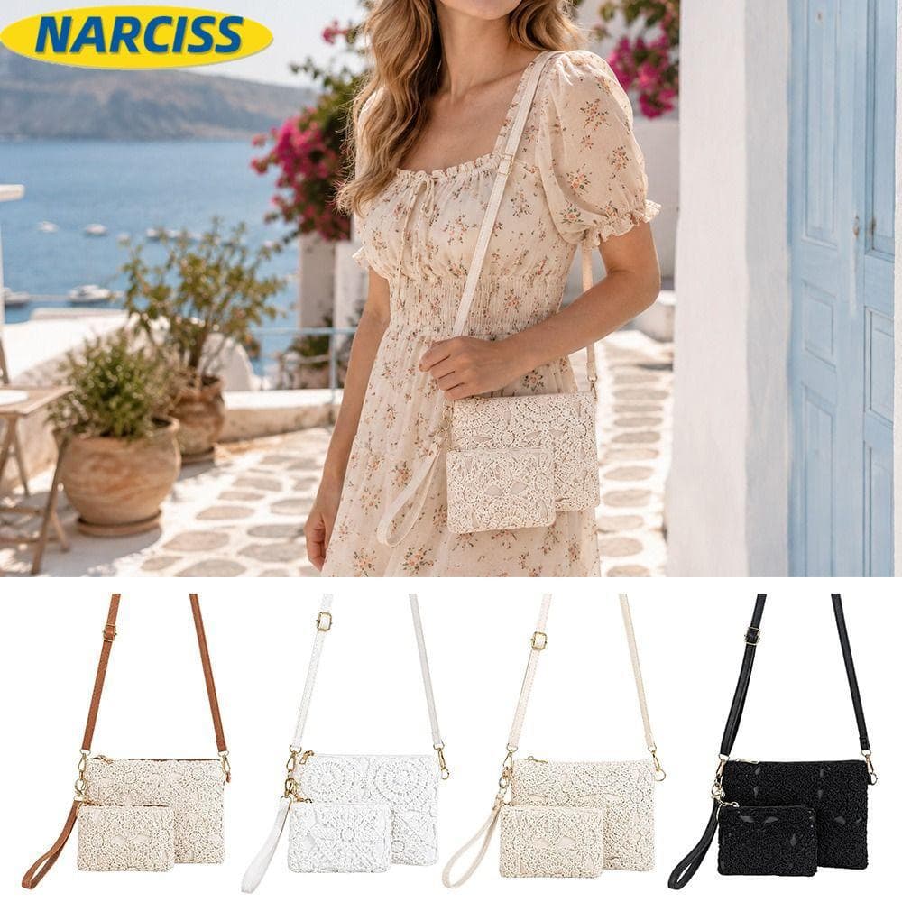 Bolsa De Ombro NARCISSUSPW , Conjunto De 2 Peças De Crossbody Floral Oca , Mão Com Pulseira Removível