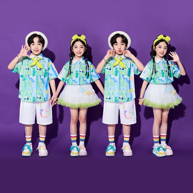 Traje de desempenho infantil estudantes do ensino fundamental jogos Cheerleading classe uniforme coro recitação desempen