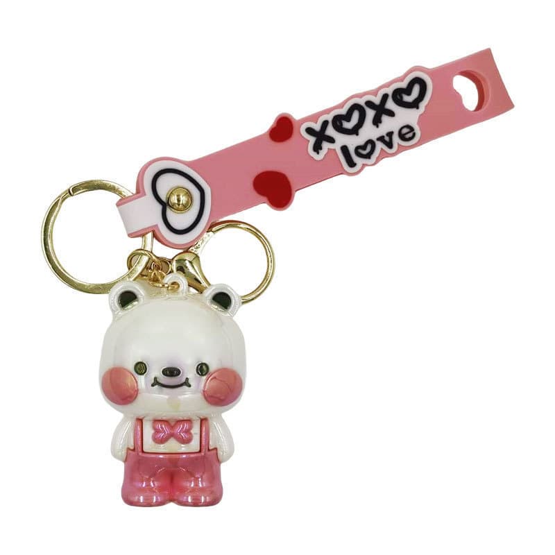 Criativo chapeamento colorido Blush urso carro chaveiro feminino bonito urso boneca casal mochila pingente pequeno pres
