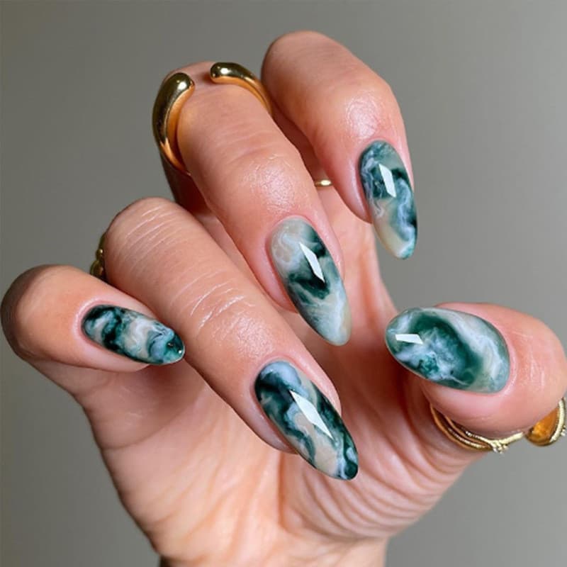Prensa De Lavagem De Tinta De Mármore Em Unhas Estilo Ins Pontas De Falsas Reutilizáveis Manicure Acabada Com Ferramenta