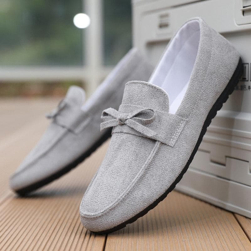 Mocassins de camurça masculinos, sapatos casuais leves, Slip-On, ervilhas, sapatos masculinos preguiçosos de sola macia
