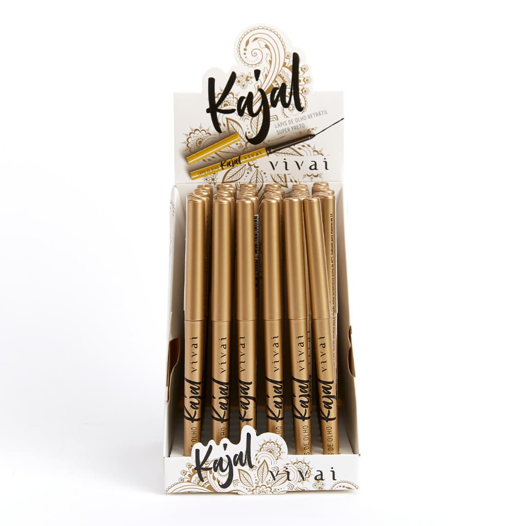 KIT COM 5 LAPIS DE OLHO RETRATIL SUPER PRETO KAJAL - VIVAI